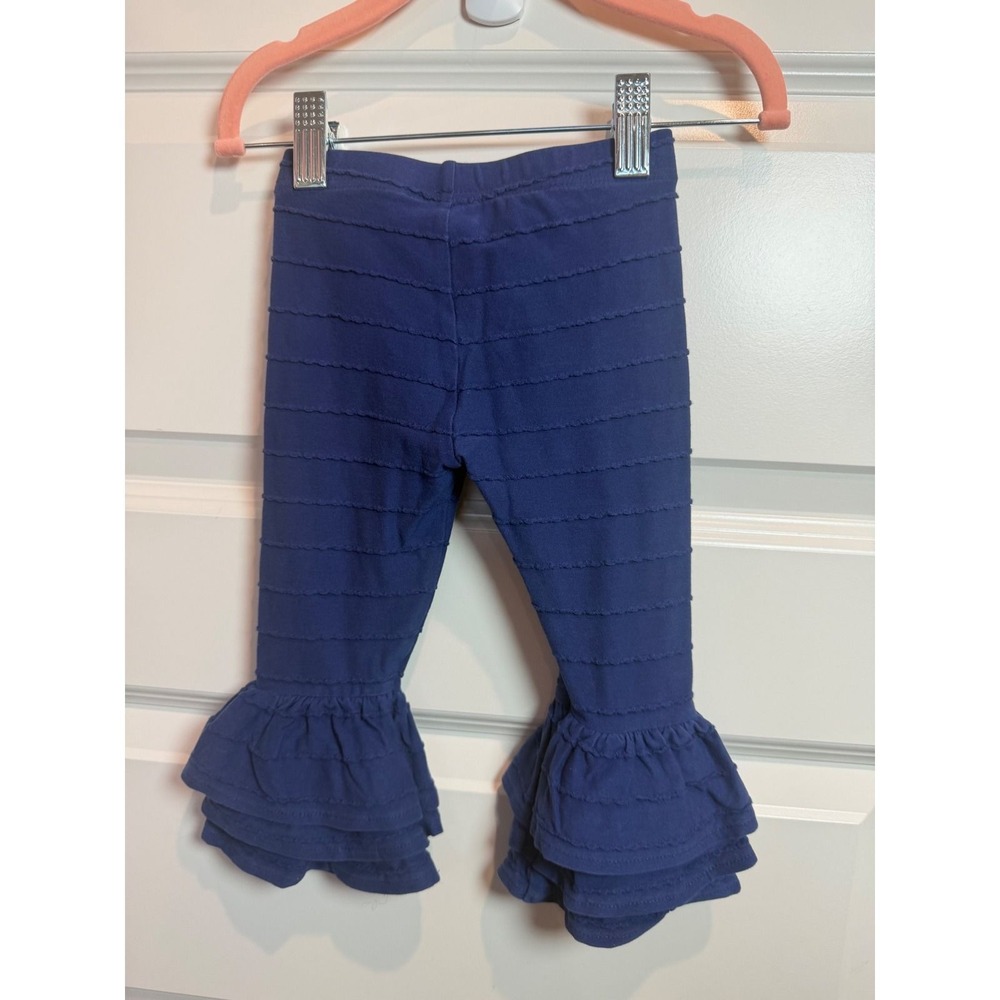 4.Wildflowers Navy Blue Ruffle Bell Bottom Leggings Girls 12M Textured Boutique - Picture 2 of 5